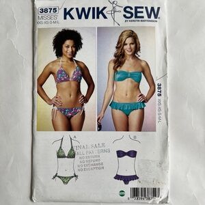 Kwik Sew 3875 Sewing Pattern Misses Bikini Tie Ruffle Bottoms  XXS - L Uncut